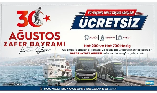 Zafer Bayramı’nda Kocaeli’de ulaşım ücretsiz